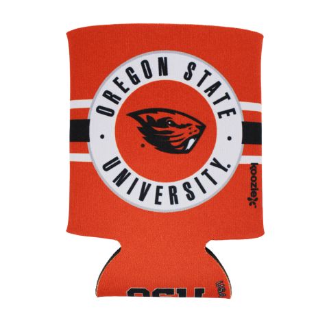 Orange Can Cooler with Beaver