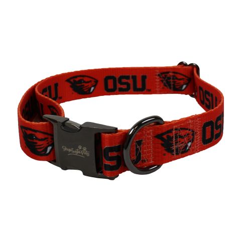 Orange OSU Pet Collar with Beaver