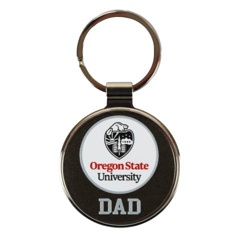 Silver Oregon State Dad Keychain
