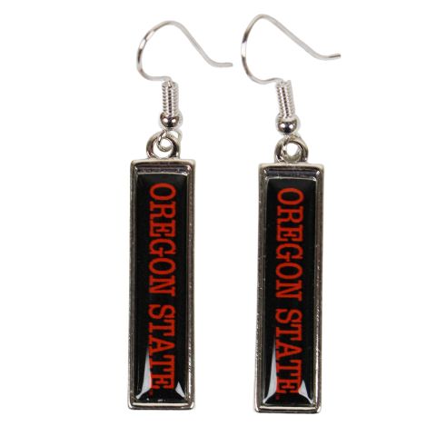Black Rectangle Dangle Earrings with Oregon State