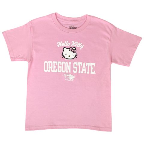 Youth Girls Pink Oregon State Tee with Hello Kitty