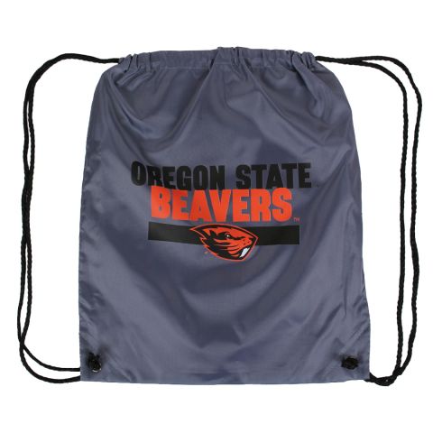 Grey Drawstring Back Sack with Oregon State Beavers