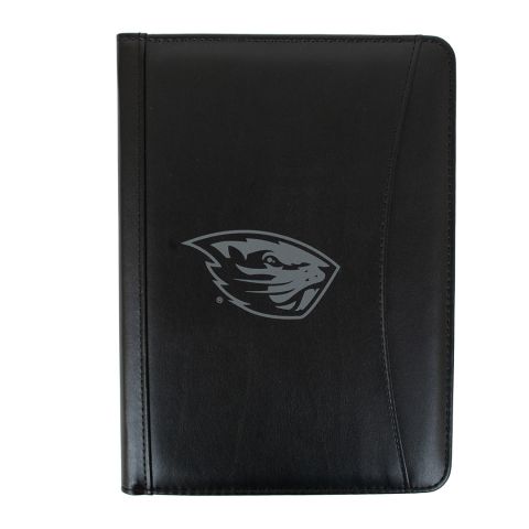 Small Black Padfolio with Tonal Beaver